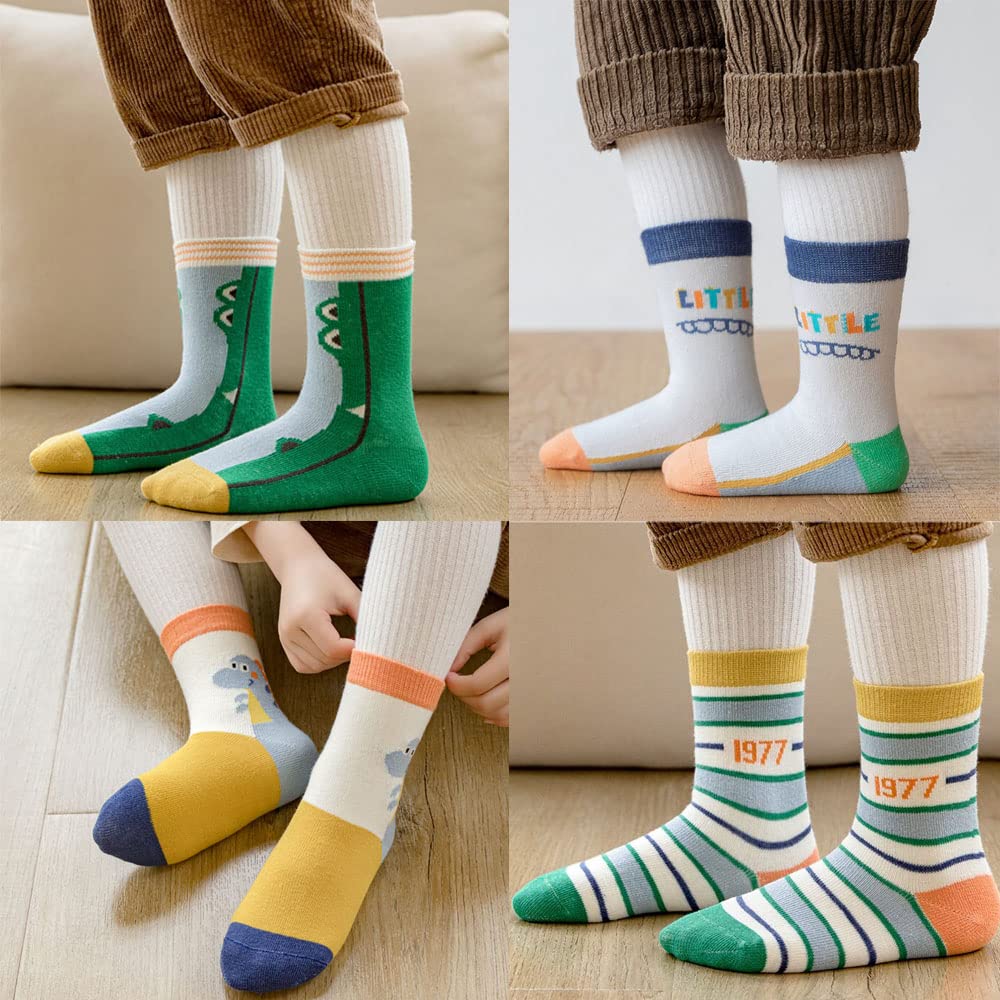 FedMois 10 Paires Chaussettes chaudes hiver en Coton Garçons Filles Socquette Enfant