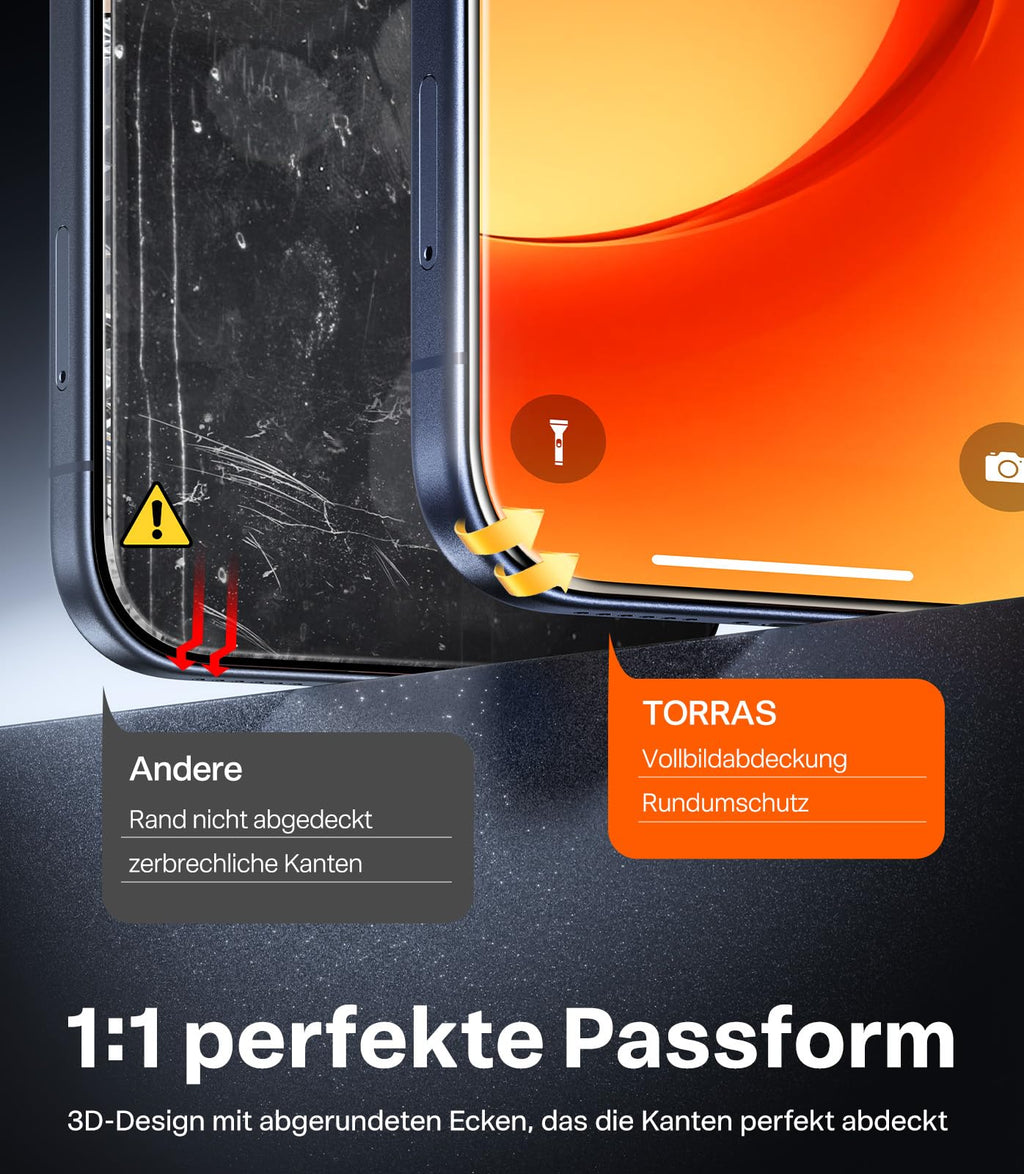 TORRAS für iPhone 18 Pro 9H+ Kratzfest Kameraschutz HD-Klares, Grau