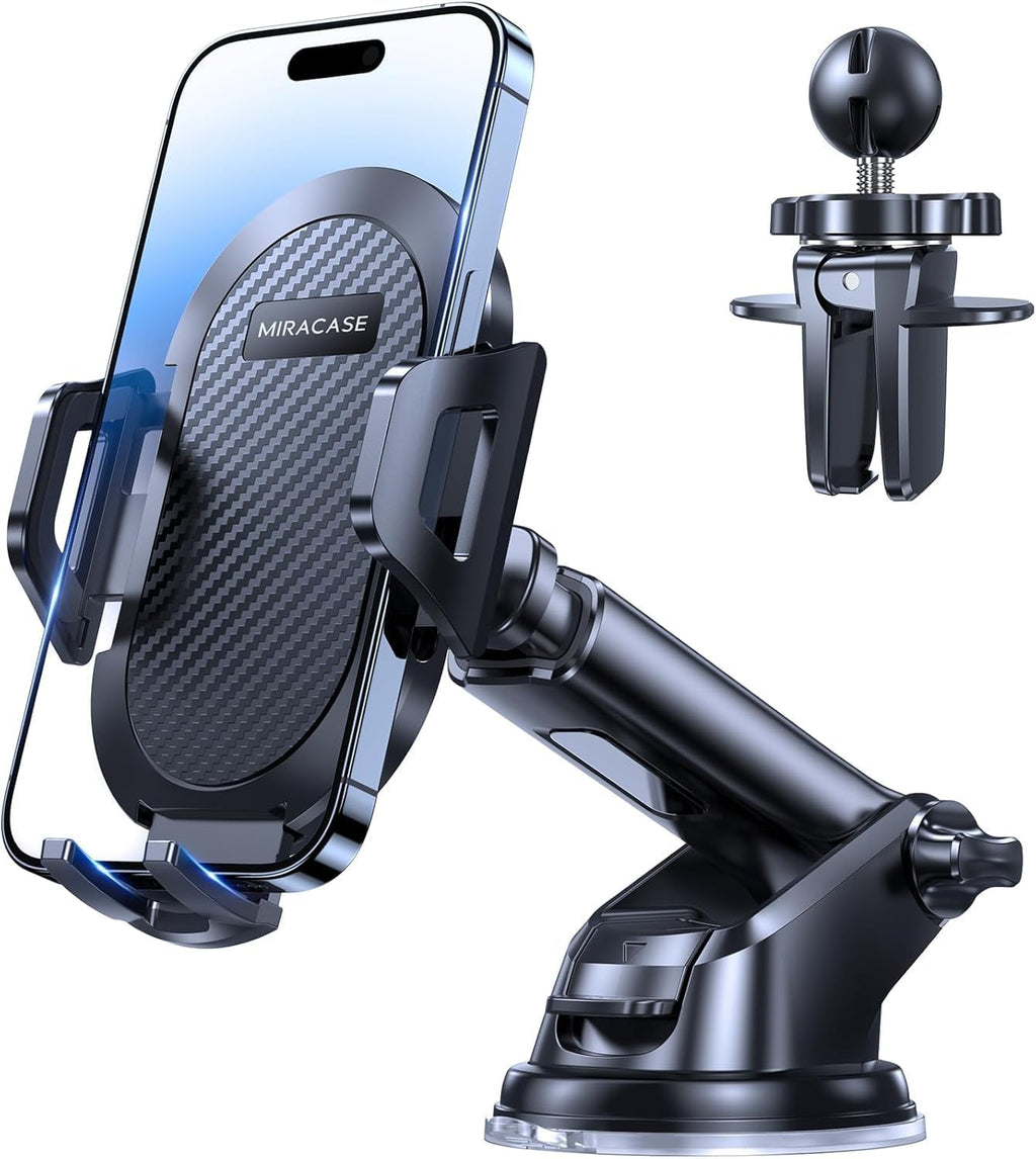 Miracase [2026 Upgraded Handyhalterung Auto Handy Halterung,Universal Car Phone Holder[Stärkste Saugnapf & Lüftungshaken] 360° Drehbar kfz autohalterung Lautsprecher für iPhone Samsung Galaxy Google