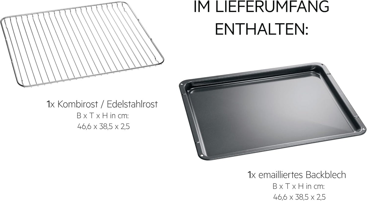 AEG Einbaubackofen, Serie 5 Ringheißluft: Gleichmäßige Garergebnisse auf 3 Ebenen, Pyrolyse Selbstreinigung, 45 Automatikprogramme, LED-Touchdisplay, Schnellaufheizung, Edelstahl, OU5PB40WSM