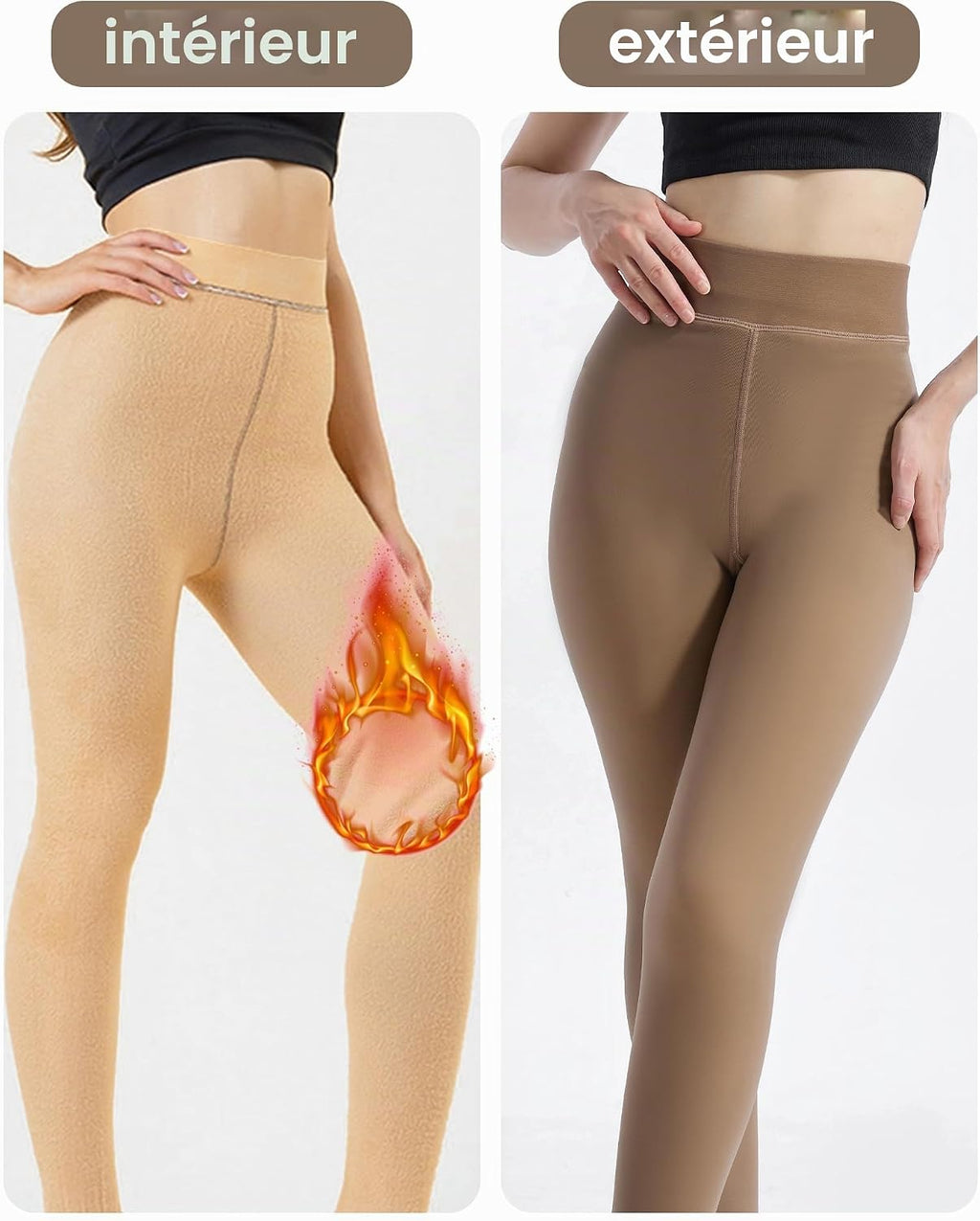 HOWIN Collant Polaire Femme Collant Thermique Effet Transparent Hiver