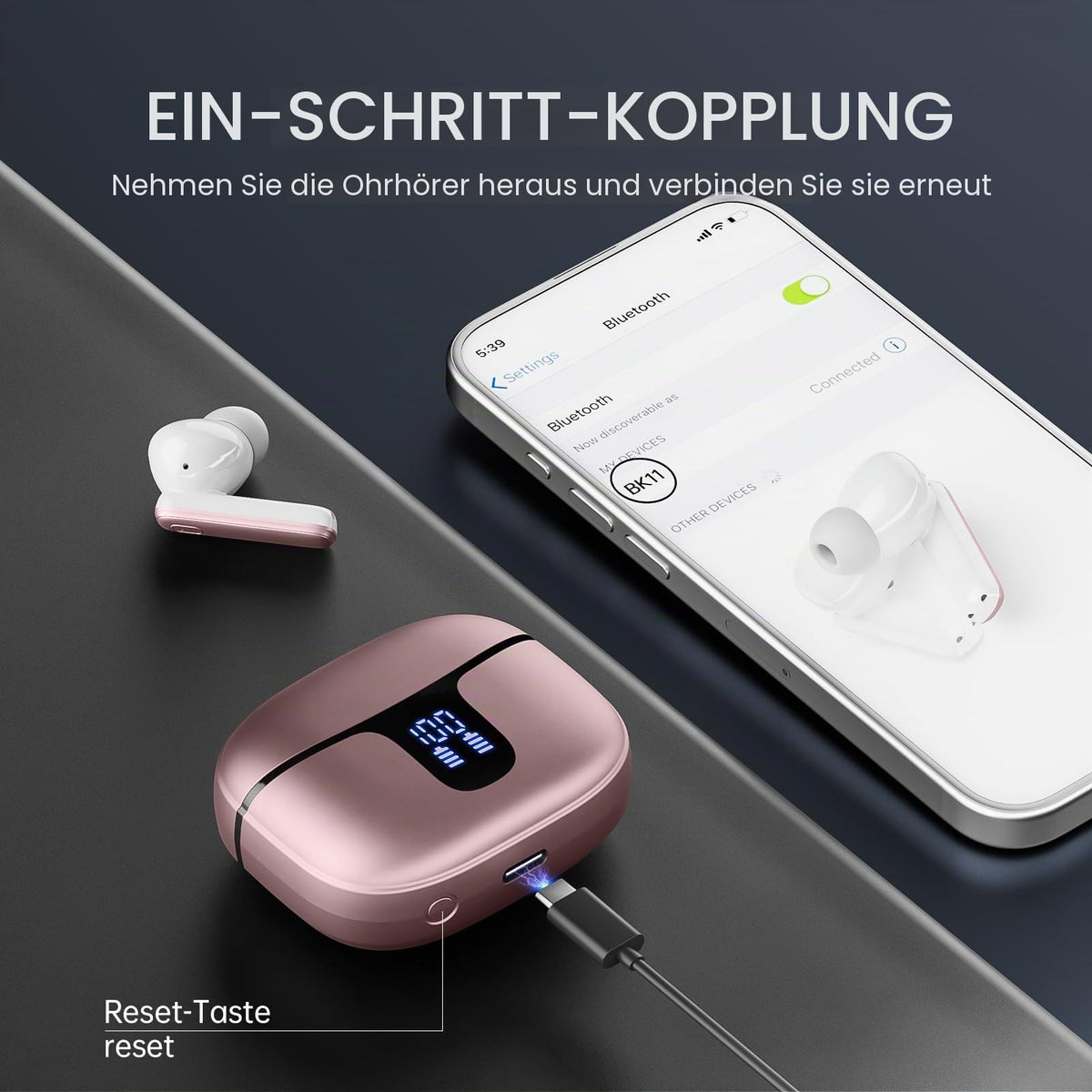 2026 Kopfhörer Kabellos Bluetooth 5.4 Kopfhörer, 6D-Stereo Ohrhörer in Ear