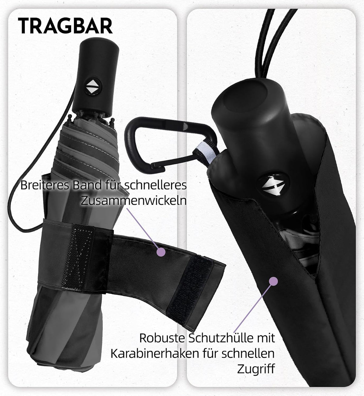 LILAC Regenschirm Klein Stabil Windfest