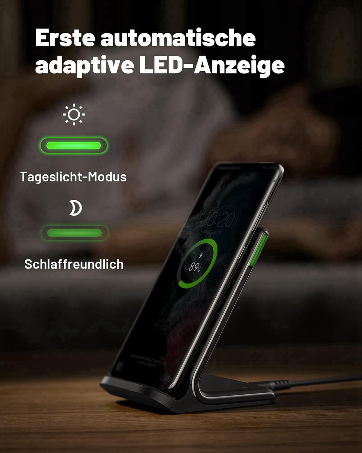 INIU Wireless Charger, 15W Schnelles Induktive Ladestation mit LED