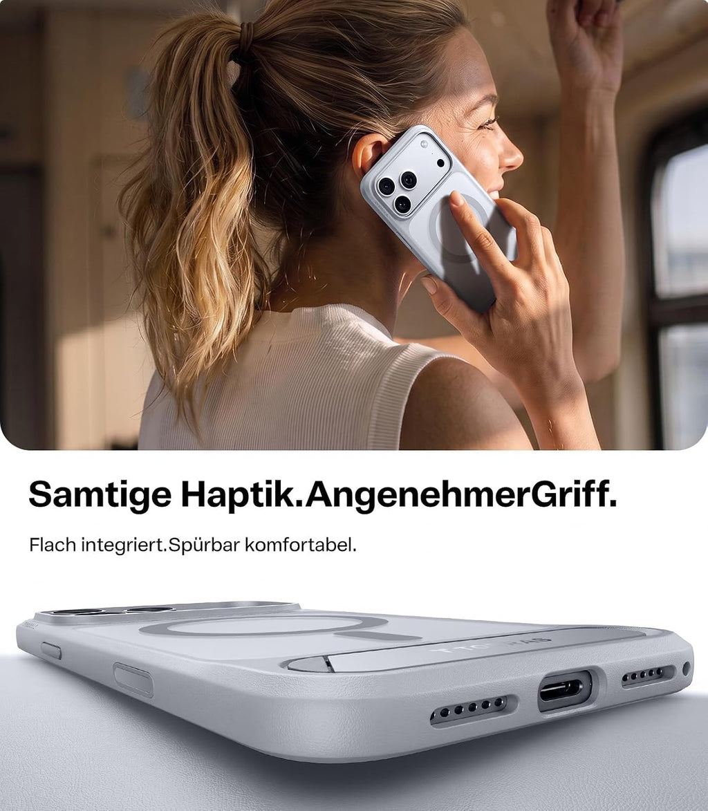 TORRAS Ostand L1 Hülle für iPhone 16 Pro für MagSafe Case, Schwarz