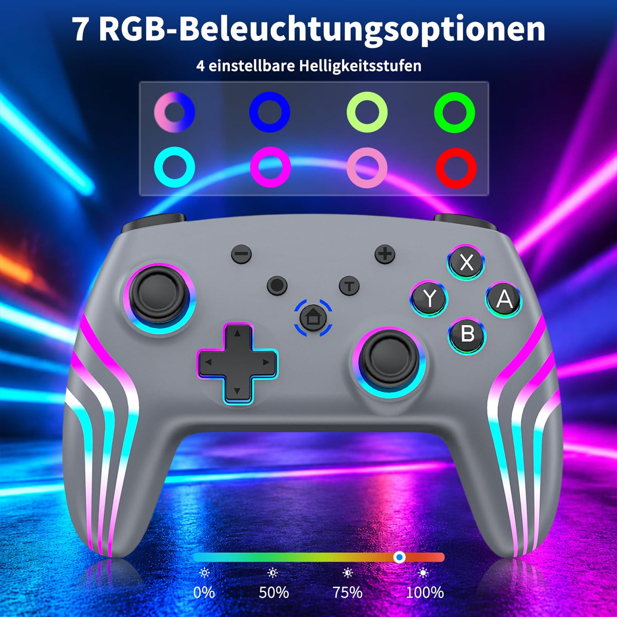 Reddening Switch 2 Controller für Switch/Switch 2/Switch Lite/Switch OLED,Switch Controller mit Doppel Vibration,Switch 2 Pro Controller mit 6 Achsen Gyro,Hall Joystick,Aufwachen,Turbo (Weiß Schwarz)