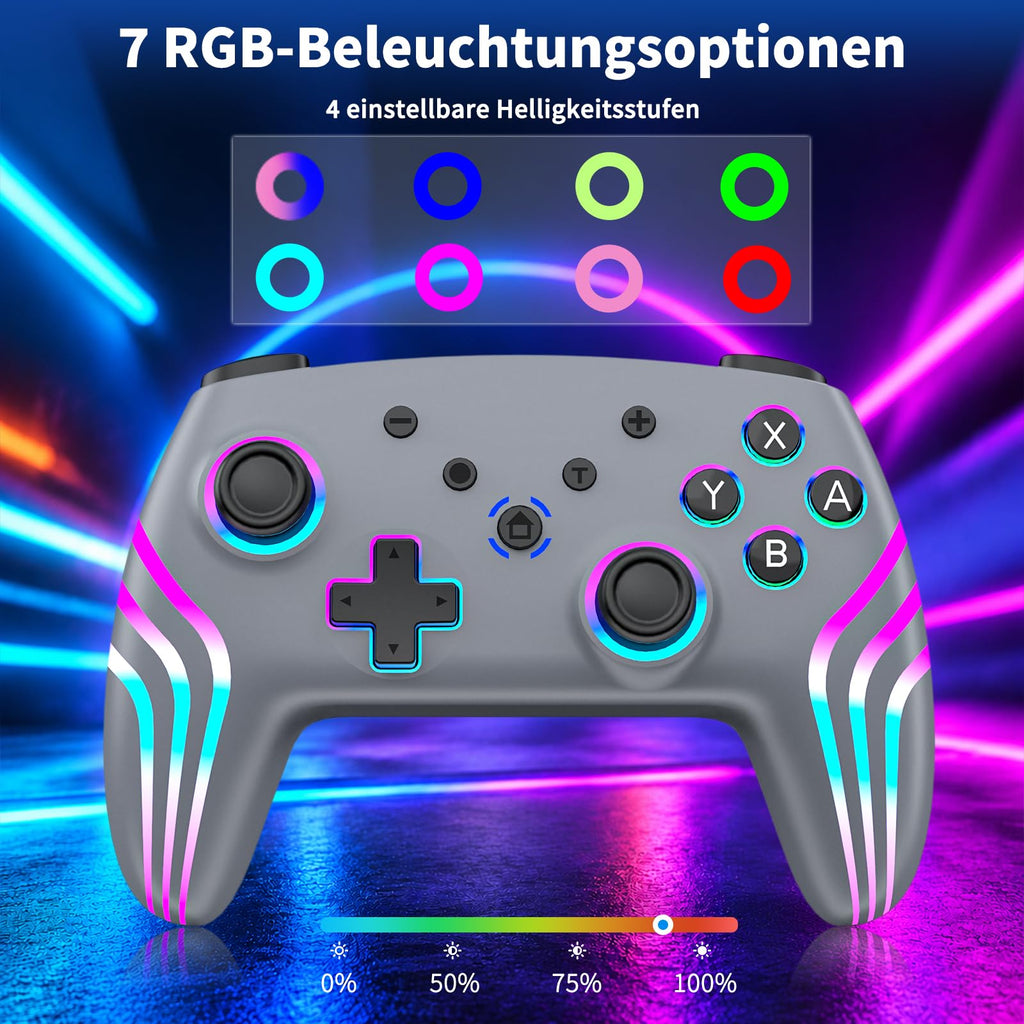 Reddening Switch 2 Controller für Switch/Switch 2/Switch Lite/Switch OLED,Switch Controller mit Doppel Vibration,Switch 2 Pro Controller mit 6 Achsen Gyro,Hall Joystick,Aufwachen,Turbo (Weiß Schwarz)