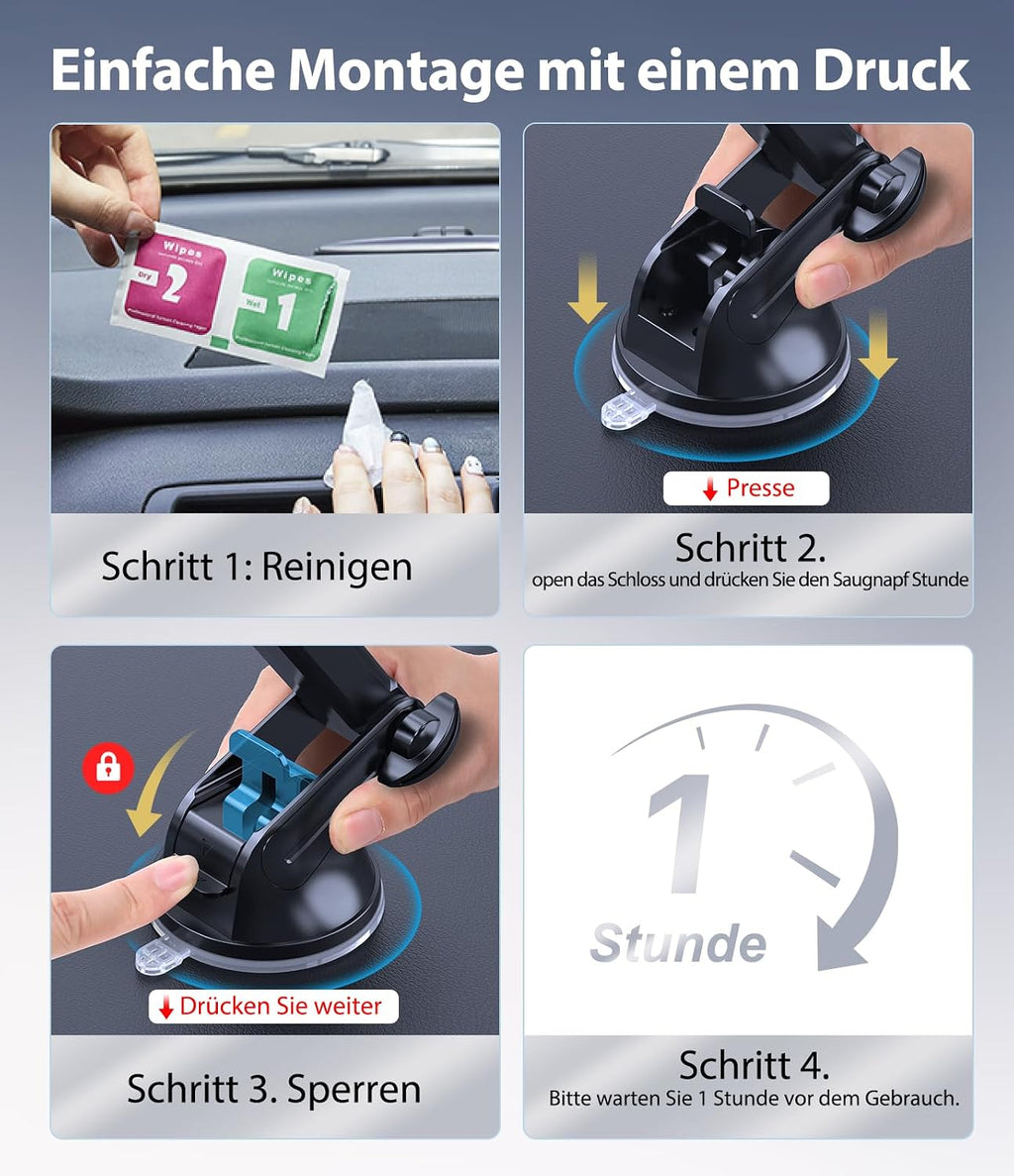 Miracase [2026 Upgraded Handyhalterung Auto Handy Halterung,Universal Car Phone Holder[Stärkste Saugnapf & Lüftungshaken] 360° Drehbar kfz autohalterung Lautsprecher für iPhone Samsung Galaxy Google