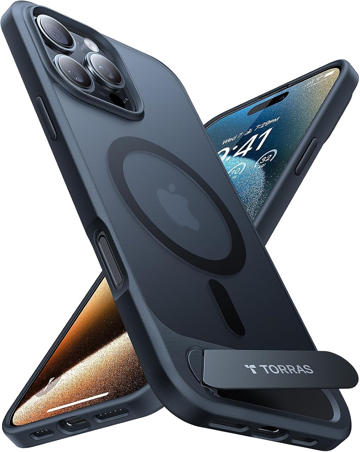 TORRAS Ostand L1 Hülle für iPhone 16 Pro für MagSafe Case, Schwarz