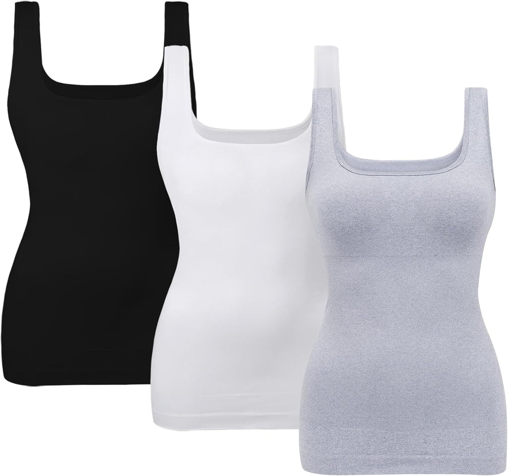 EUYZOU Women's Tummy Control Shapewear Tank Tops Seamless Square Neck Compression Tops Slimming Body Shaper Camisole