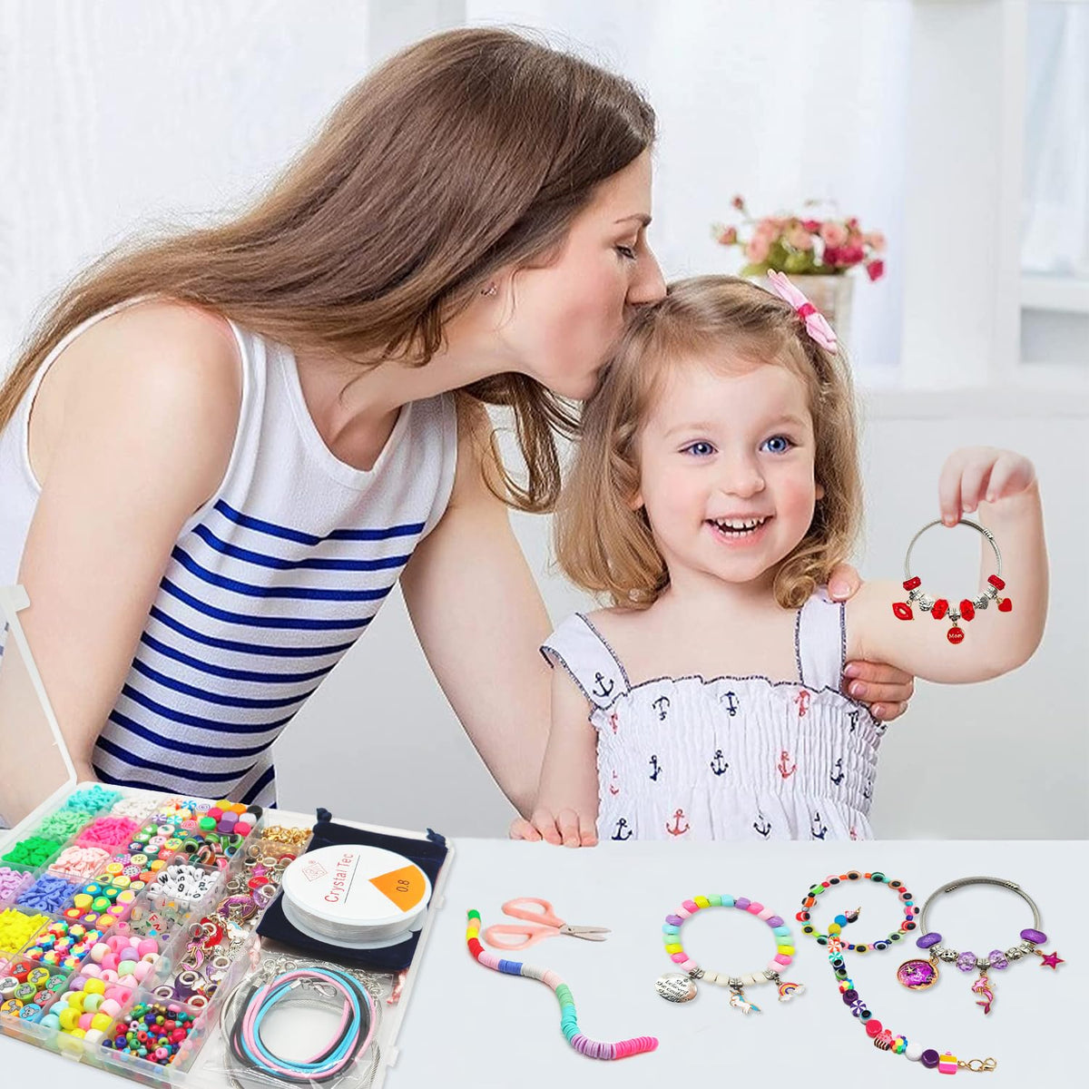 leitait Girls Toys Bracelet Making Kit -3400pcs Charm Jewelry Making Kit Supplies,Unicorn/Mermaid Crafts Birthday Christmas Gifts for Girls Ages 5 6 7 8 9 10 11 12 Years Old