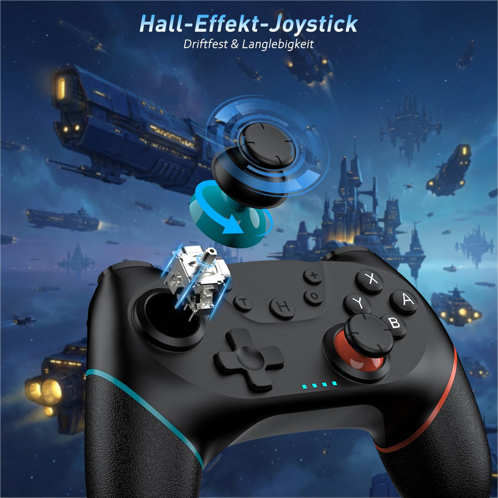 Reddening Switch 2 Controller für Switch/Switch 2/Switch Lite/Switch OLED,Switch Controller mit Doppel Vibration,Switch 2 Pro Controller mit 6 Achsen Gyro,Hall Joystick,Aufwachen,Turbo (Weiß Schwarz)