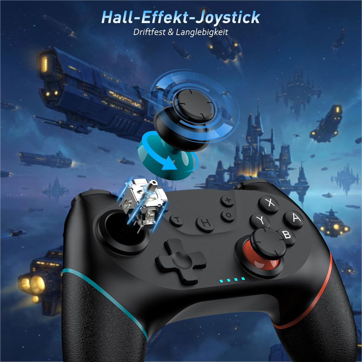 Reddening Switch 2 Controller für Switch/Switch 2/Switch Lite/Switch OLED,Switch Controller mit Doppel Vibration,Switch 2 Pro Controller mit 6 Achsen Gyro,Hall Joystick,Aufwachen,Turbo (Weiß Schwarz)