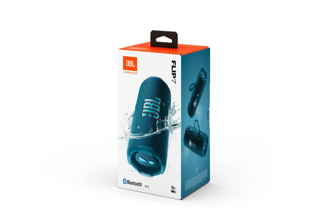 JBL Flip 7, kabelloser tragbarer Bluetooth-Lautsprecher, 16 Stunden Akkulaufzeit, IP68 wasserdicht, Staub- und stoßfest, JBL Pro Sound mit AI Boost, Auracast Multi-Speaker-Verbindung, Schwarz
