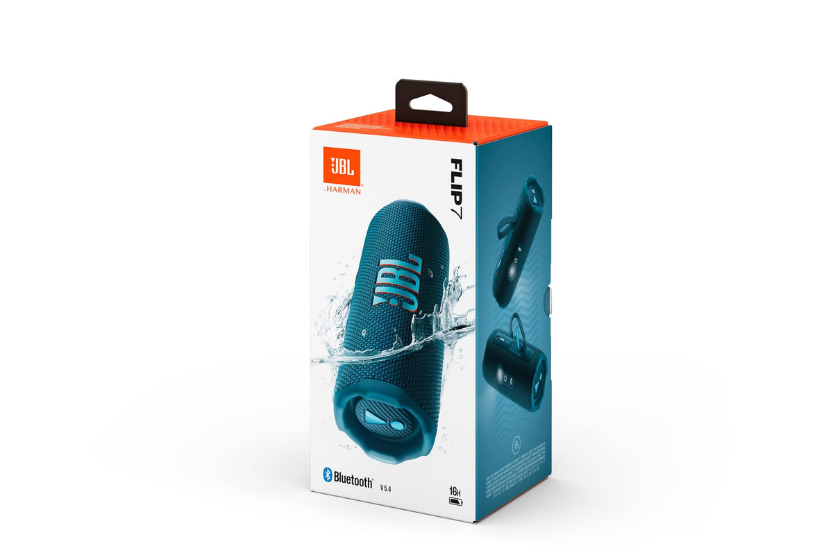 JBL Flip 7, kabelloser tragbarer Bluetooth-Lautsprecher, 16 Stunden Akkulaufzeit, IP68 wasserdicht, Staub- und stoßfest, JBL Pro Sound mit AI Boost, Auracast Multi-Speaker-Verbindung, Schwarz