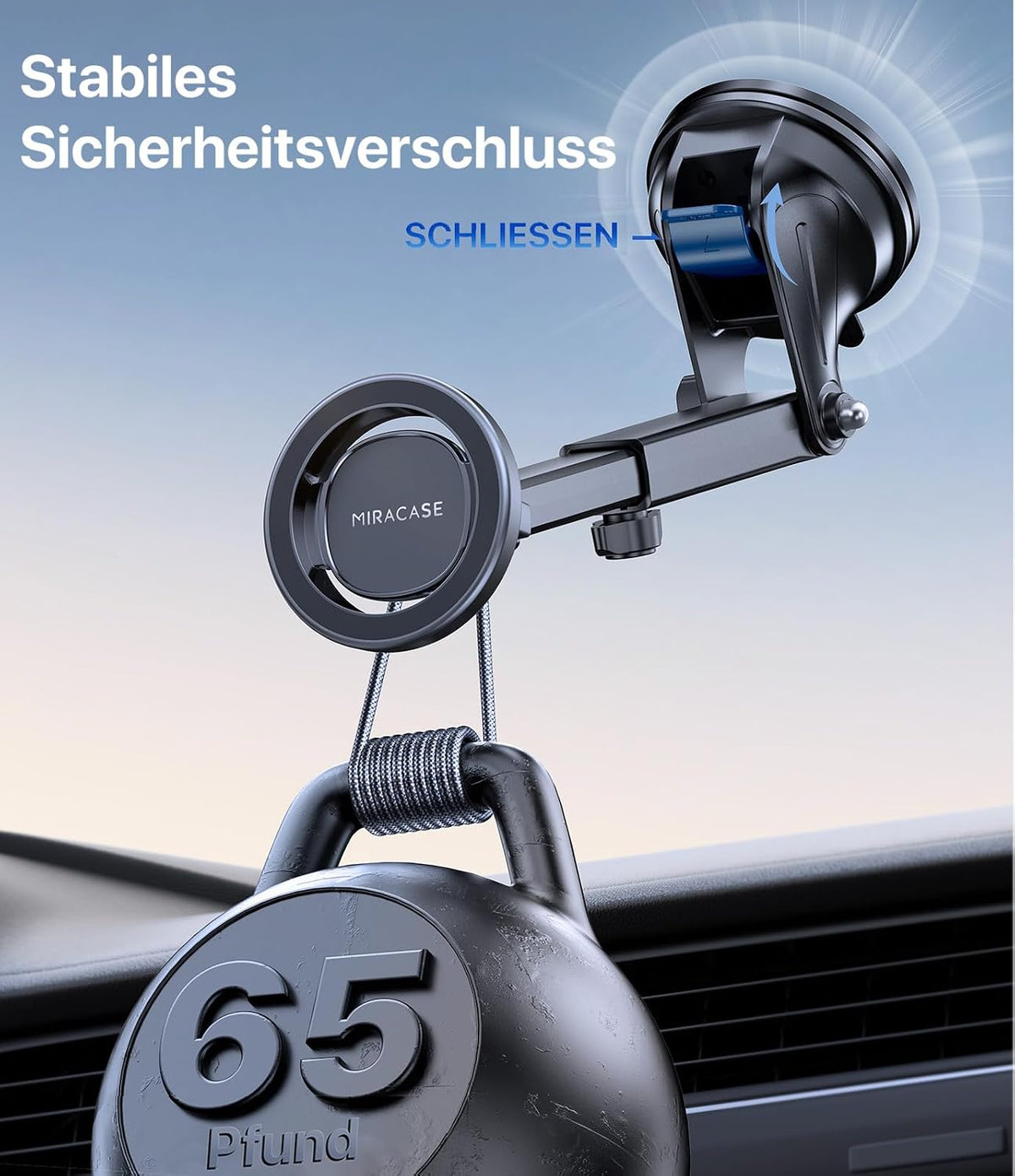 Miracase [2026 Upgraded Handyhalterung Auto Handy Halterung,Universal Car Phone Holder[Stärkste Saugnapf & Lüftungshaken] 360° Drehbar kfz autohalterung Lautsprecher für iPhone Samsung Galaxy Google