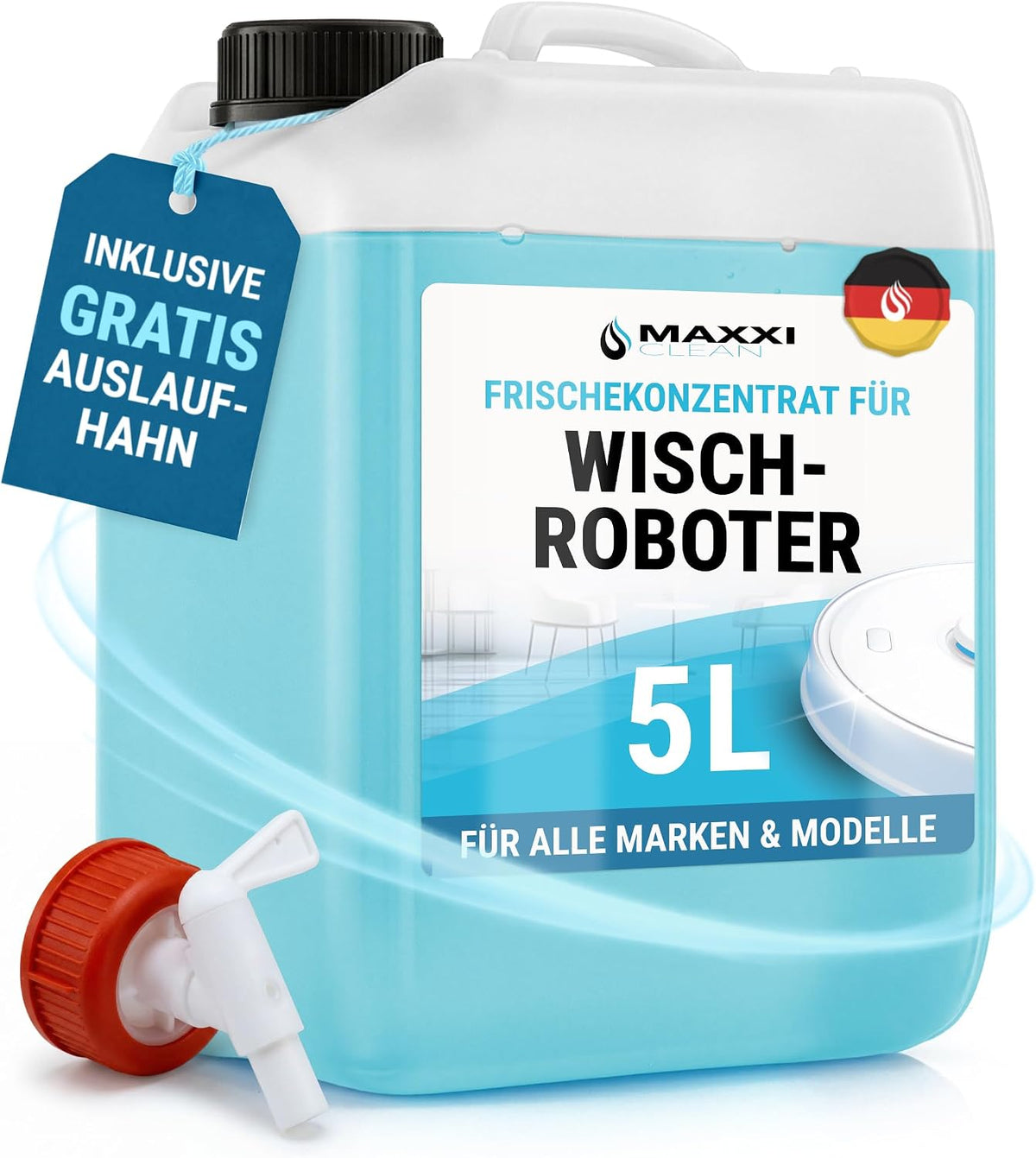 Maxxi Clean 1 x 750 ml Reinigungsmittel für Saugroboter mit Wischfunktion I Konzentrat mit Frische Duft I Universalreiniger für Fliesen, Laminat, Parkett I kompatibel mit gängigen Herstellern