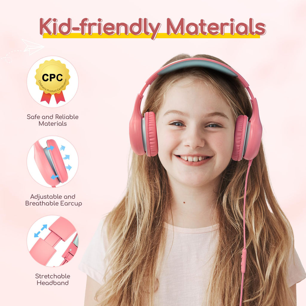 EarFun Kinder Kopfhörer mit 3,5 mm Kabel, Lautstärkebegrenzung, Blau-grün