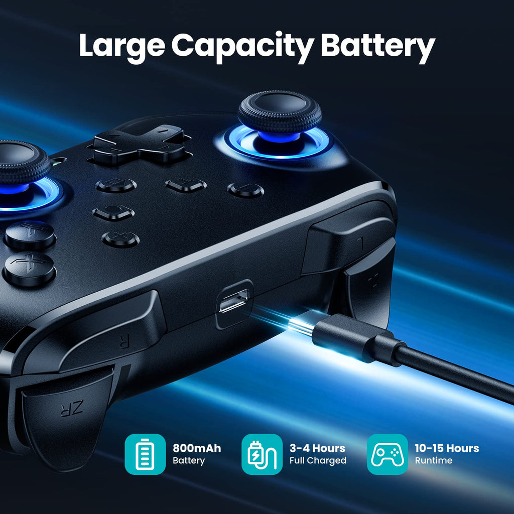 VOYEE Switch Controllers kompatibel mit Switch/Lite/OLED/Windows, Programmierbar RGB Blitz LED, Drahtloser Pro Controller mit Eine Schlüsselpaarung Vibration Aufwachen