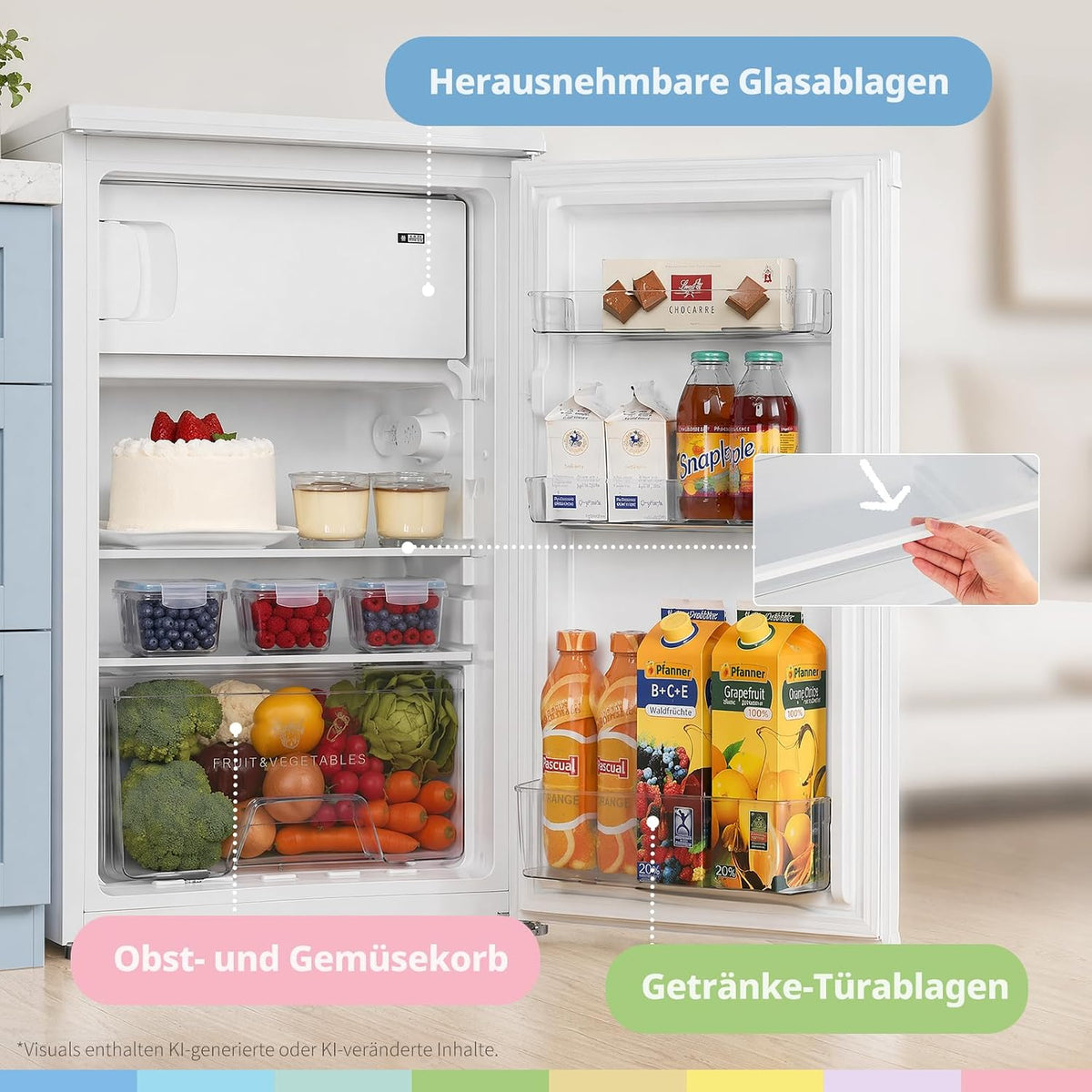 Comfee 113L kühlschrank mit gefrierfach, 35dB, Inverter Kompressor, EEK D