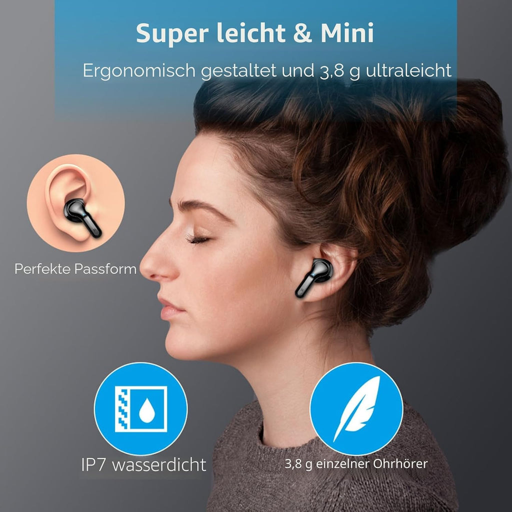 2026 Kopfhörer Kabellos Bluetooth 5.4 Kopfhörer, 6D-Stereo Ohrhörer in Ear