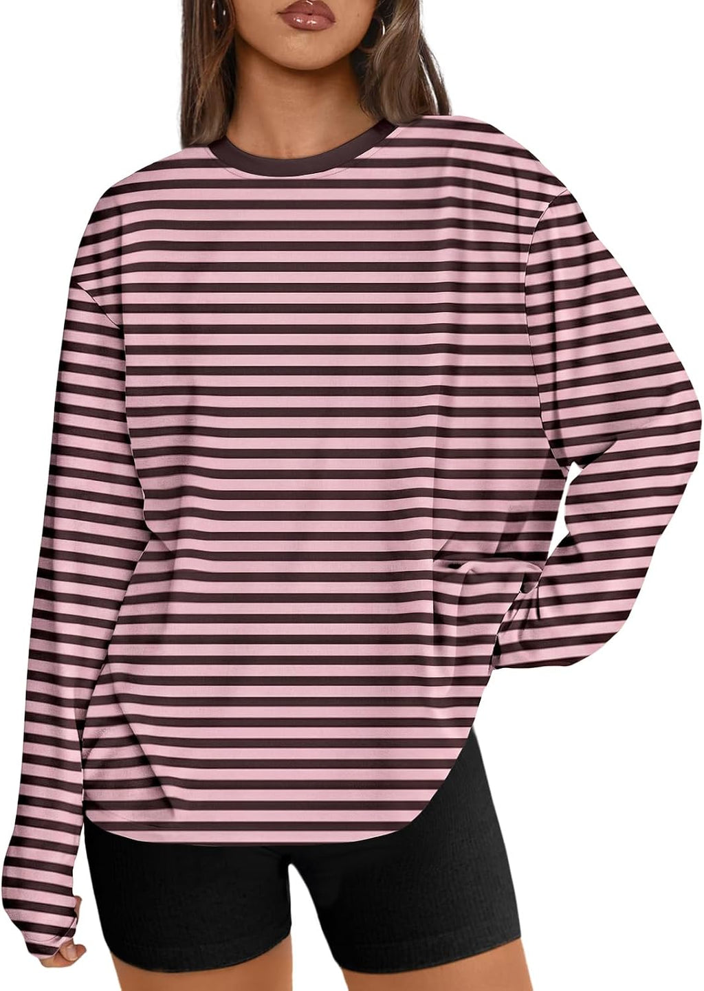 Trendy Queen Damen Oversize Langarmshirts Herbst-Oberteile 2026 Basic-Shirts