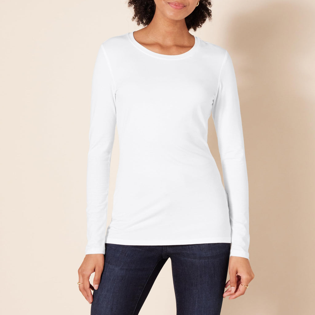 Amazon Essentials Damen Regular-Fit Langarm-T-Shirt Rundhalsausschnitt (In Übergröße Erhältlich)