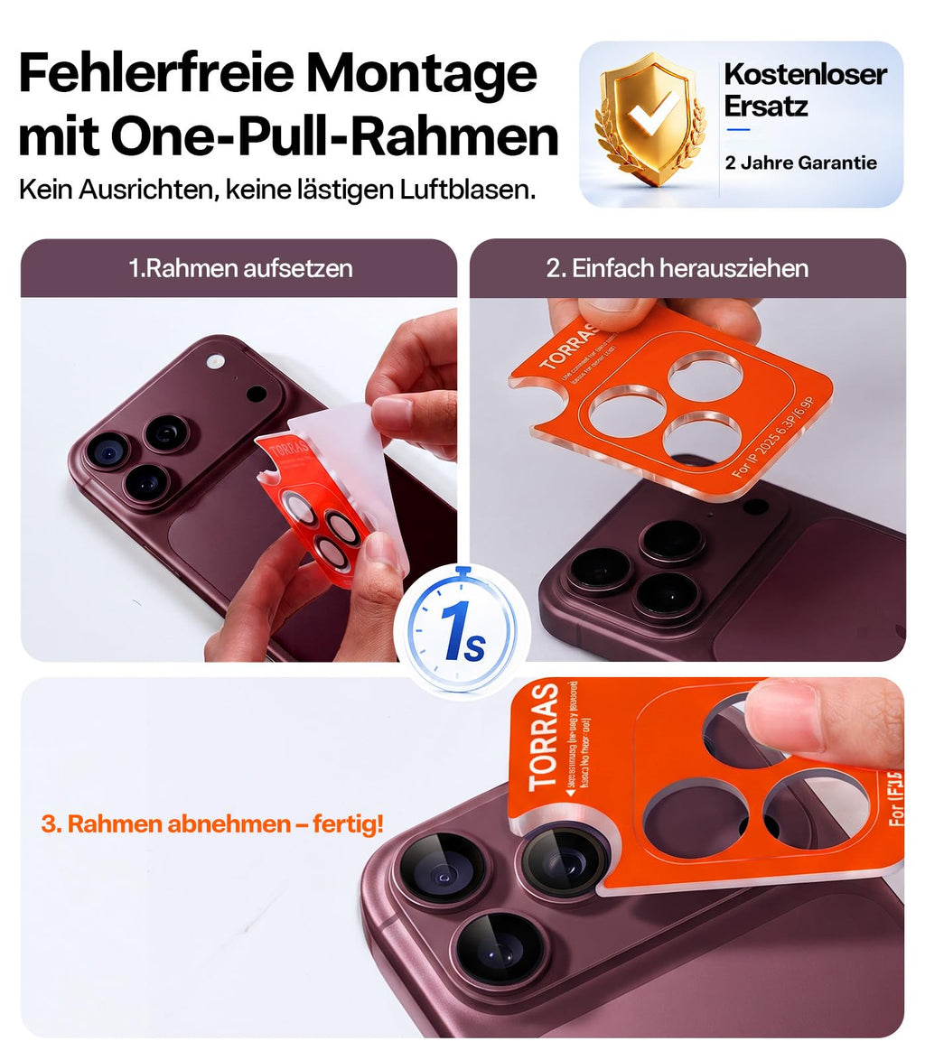 TORRAS für iPhone 18 Pro 9H+ Kratzfest Kameraschutz HD-Klares, Grau