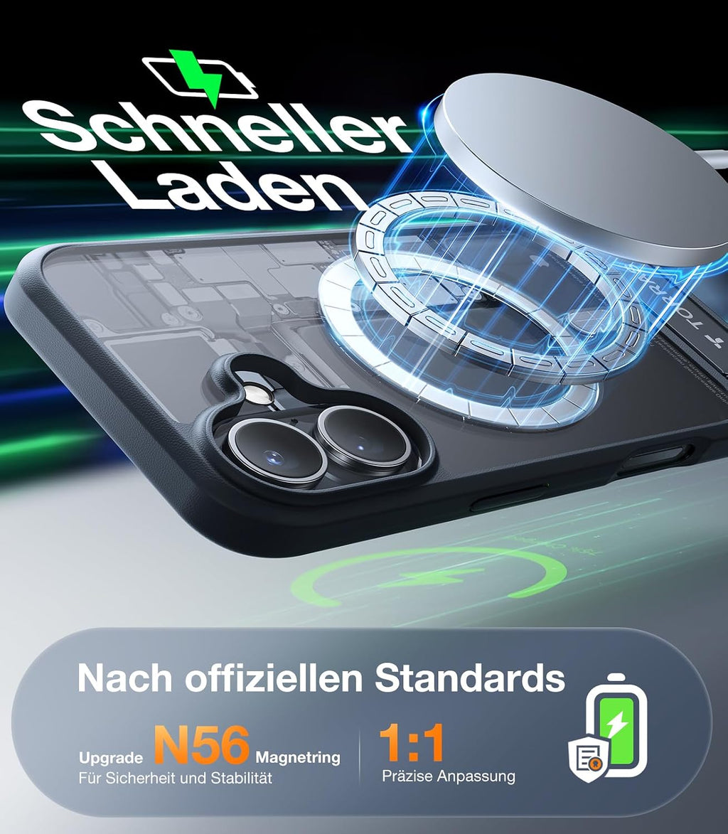TORRAS Ostand L1 Hülle für iPhone 16 Pro für MagSafe Case, Schwarz