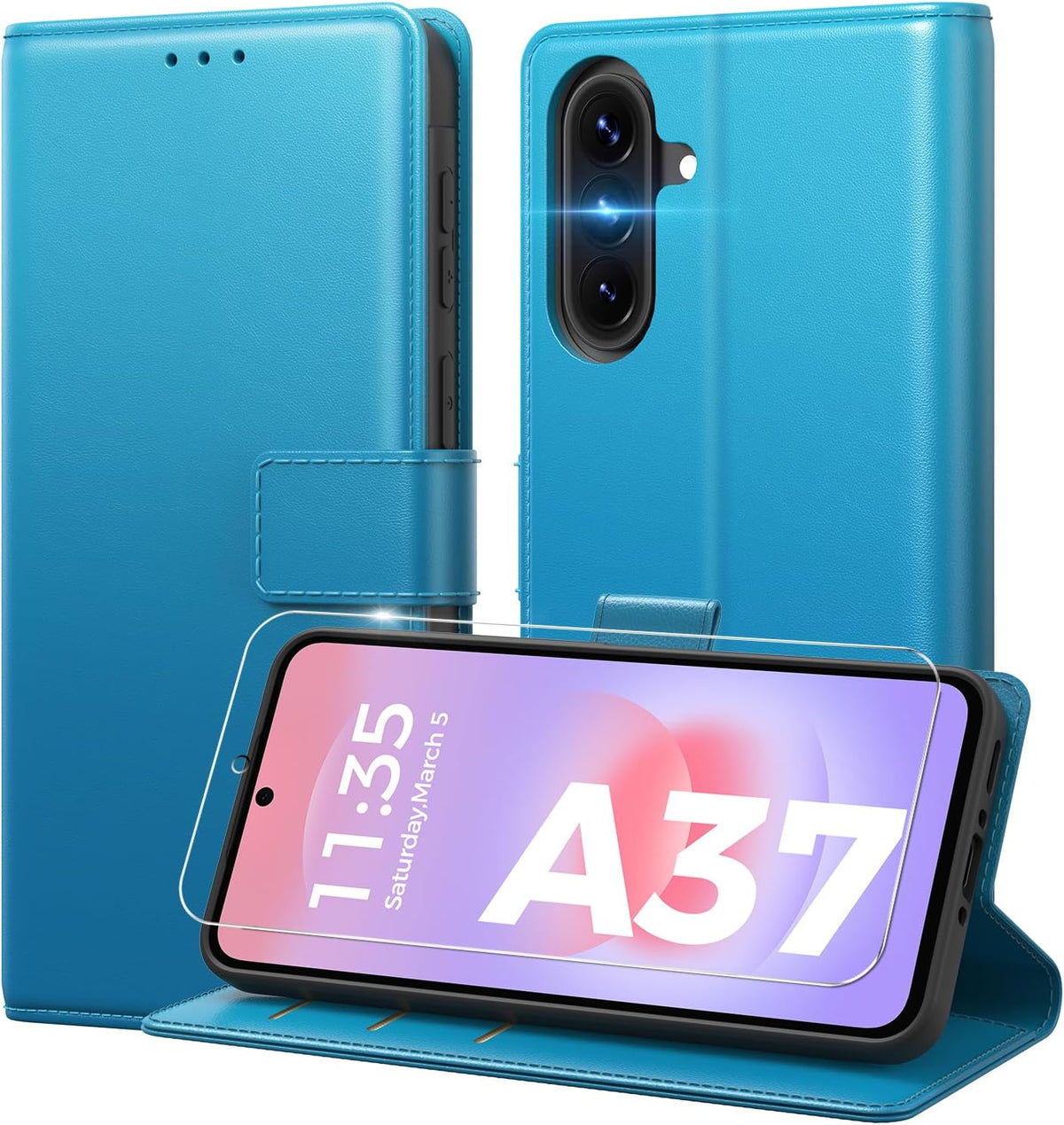 Peakally Handyhülle für Samsung Galaxy A17 5G Hülle [Mit 1 Stück Panzer Schutz Glas] [Premium PU Leder] [RFID-Blockierung] [Kartenfach] Klapphülle kompatibel mit Galaxy A17 5G / 4G - Grün
