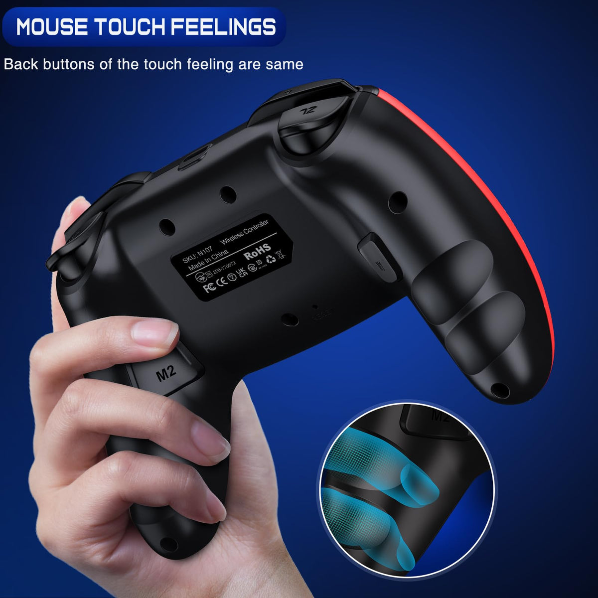 HELLCOOL Switch Controller, Kabellos Switch Pro Controller für Switch/Lite/OLED Konsole, Macro/Turbo/Aufwachfunktion, Präzise Steuerung, Dual Motors Vibration, 15 Std Spieldauer