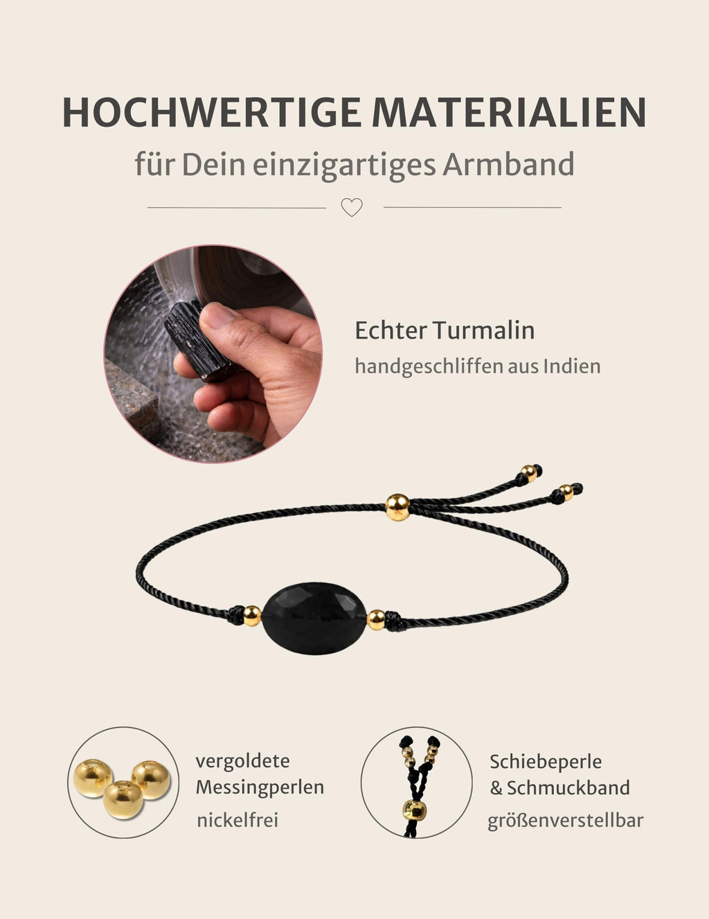 happymaker Edelstein Armband Damen als Kraftgeber, handmade in Deutschland