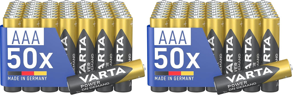 Varta Batterien AAA 100 Stück Power on Demand Alkaline 1,5 V Vorratspack