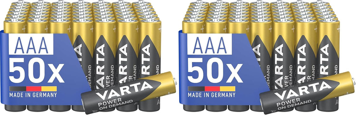 Varta Batterien AAA 100 Stück Power on Demand Alkaline 1,5 V Vorratspack