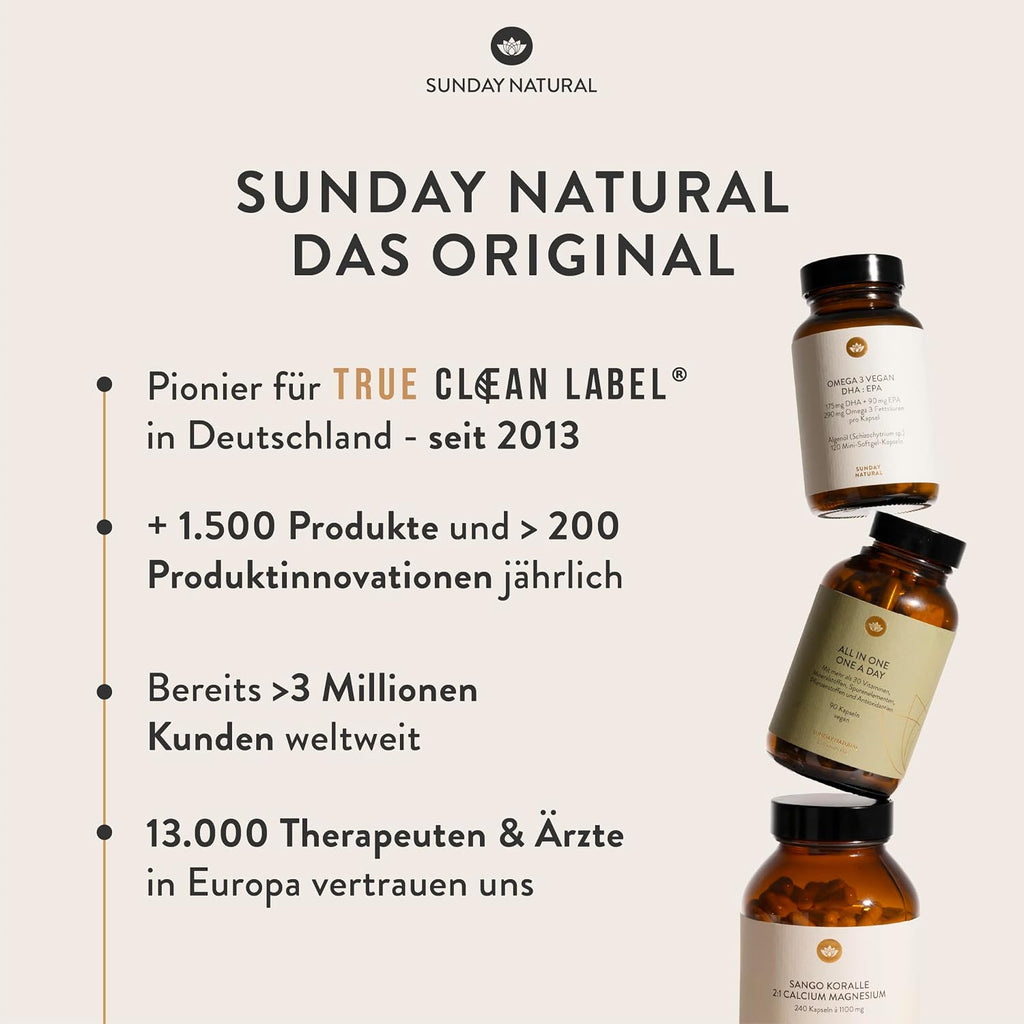 SUNDAY NATURAL® Vitamin D3 + K2 Tropfen - Premium: 99,8+% All-Trans + hoch bioverfügbares Vitamin D3 - Laborgeprüft in Deutschland, hochdosiert, flüssig - Perfekt zum Teilen