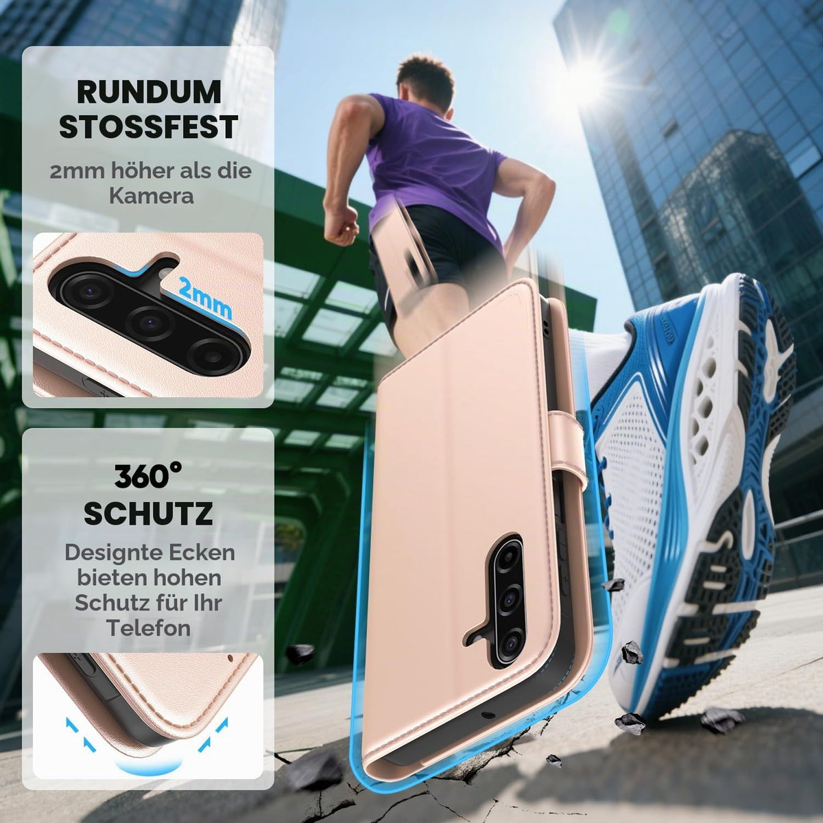 Peakally Handyhülle für Samsung Galaxy A17 5G Hülle [Mit 1 Stück Panzer Schutz Glas] [Premium PU Leder] [RFID-Blockierung] [Kartenfach] Klapphülle kompatibel mit Galaxy A17 5G / 4G - Grün