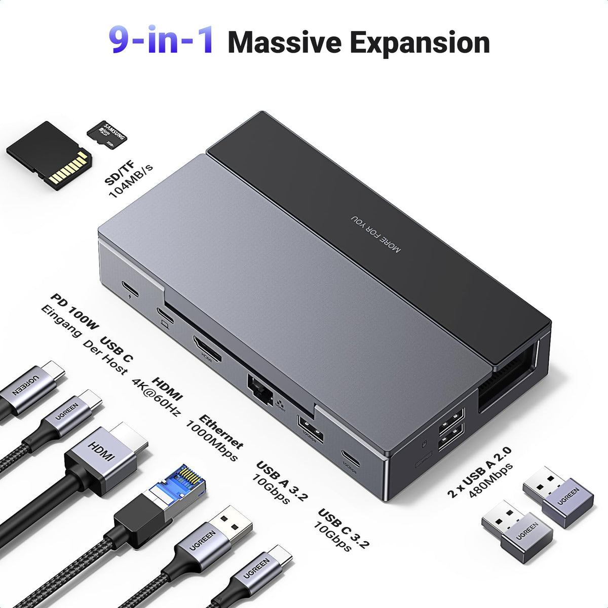 UGREEN Steam Deck Dock mit HDMI 4K@120Hz, Verstellbares Docking Station
