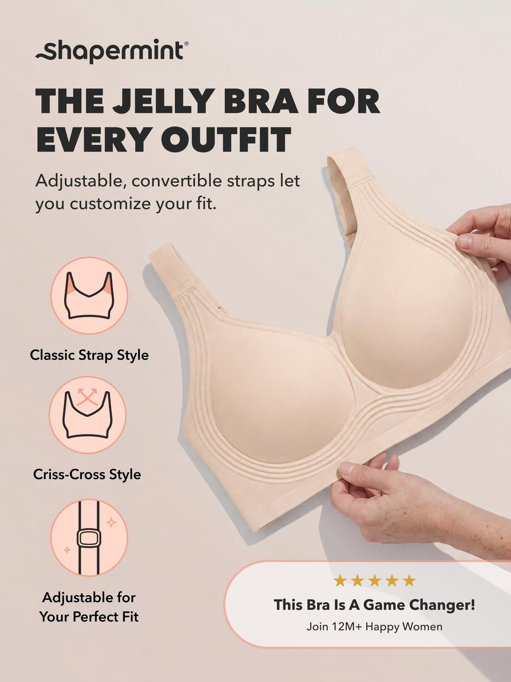 SHAPERMINT Everyday Wireless Jelly Bra, Full Coverage, S-4XL