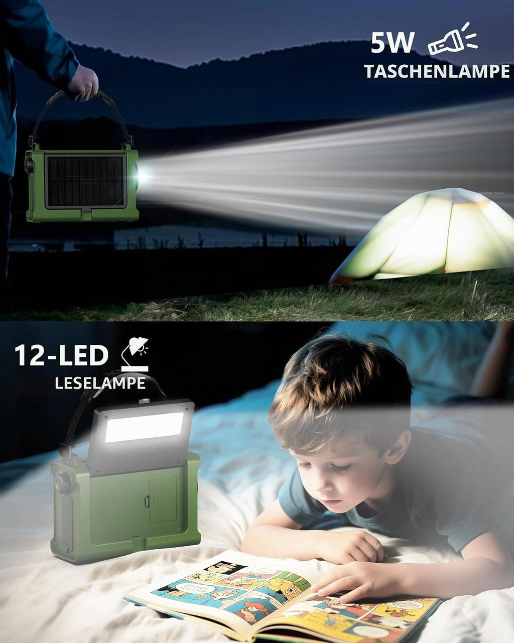 12000mAh Kurbelradio, DAB+/UKW, Notfallradio mit 8500mm² Solarpanel & 650mA Handkurbel-Dynamo, Solar Radio mit Bluetooth 5.0, Taschenlampe & Ladegerät, USB, SOS, Tragbares Radio für Camping & Notfälle