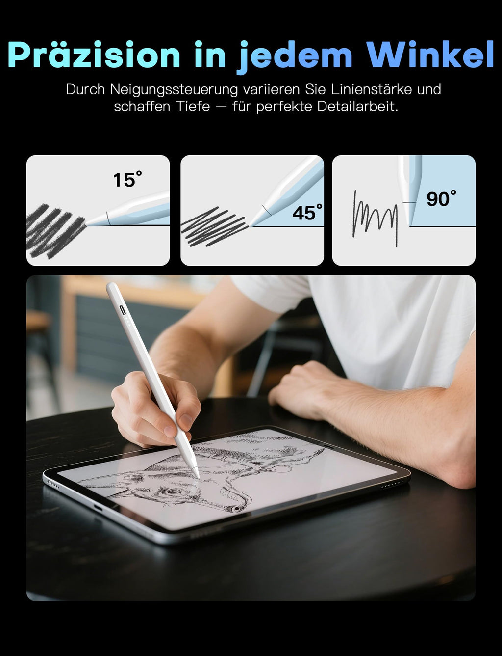 MEKO Stift für Apple iPad 2018–2026, Weiß, 35 Stunden Akkulaufzeit