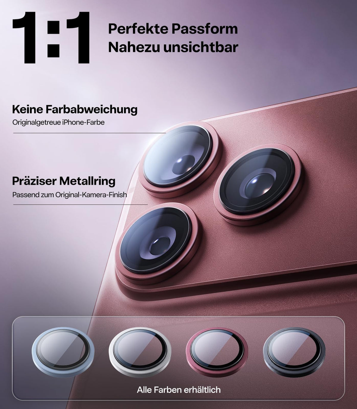 TORRAS für iPhone 18 Pro 9H+ Kratzfest Kameraschutz HD-Klares, Grau