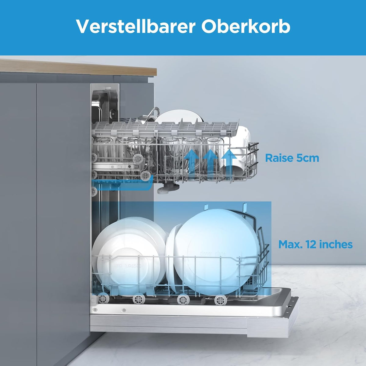 Midea Geschirrspüler Teilintegriert 60 cm Einbau Spülmaschine 13 Gedecke