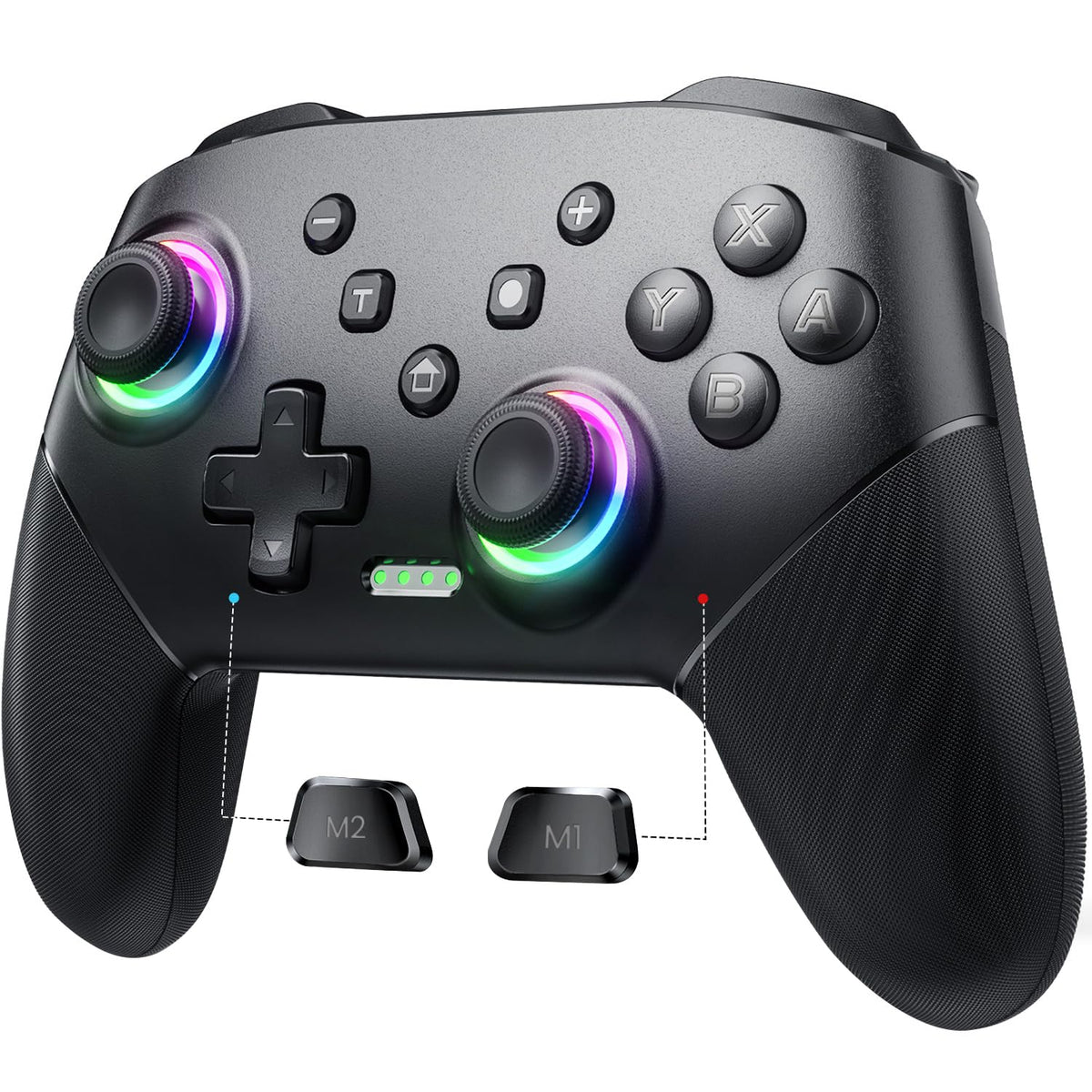 VOYEE Switch-Controller kompatibel mit Switch/Lite/OLED/Windows, programmierbare RGB-Blitz-LED, kabelloser Pro-Controller mit One-Key-Pairing, Vibration und Wake-up-Funktion