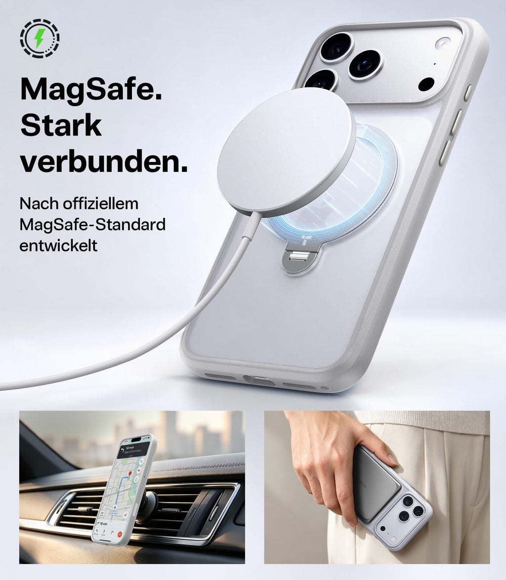 TORRAS Ostand Q3 Spin für iPhone 18 Pro Hülle für MagSafe 360°Stand Schwarz