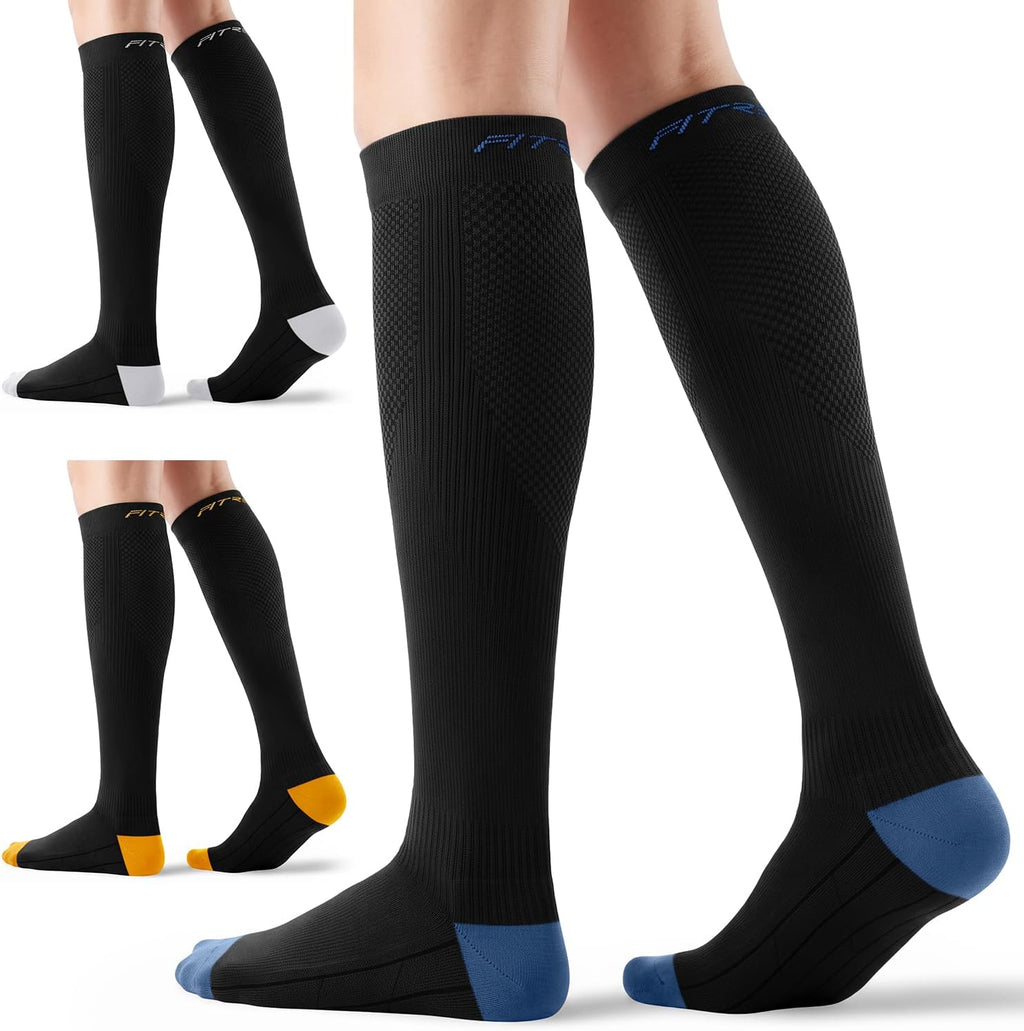 FITRELL 3 Pairs Compression Socks for Women and Men 20-30mmHg-Circulation Support Socks