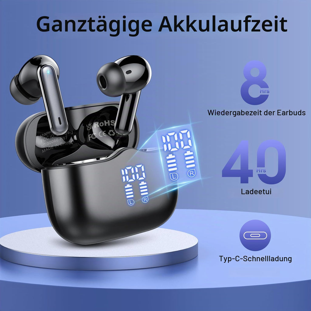 Bluetooth Kopfhörer, Kopfhörer Kabellos Bluetooth 5.4, Tiefer Bass Ohrhörer