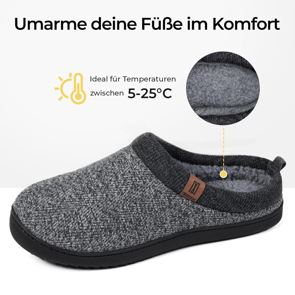 MERRIMAC Herren Hausschuhe Memory-Schaum Rutschfest Bequem
