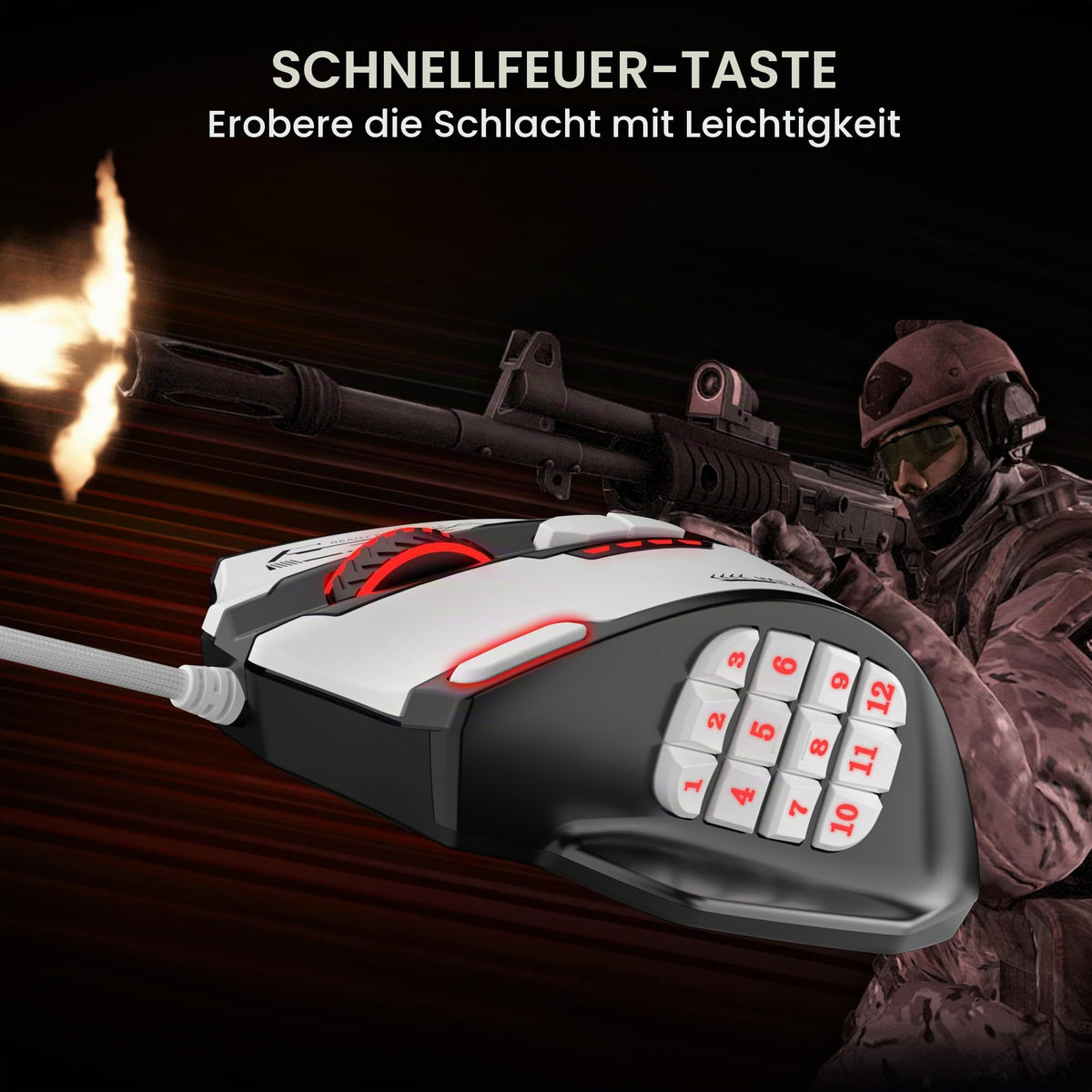 Redragon M908 Impact MMO Gaming Maus Kabelgebunden RGB 12400 DPI