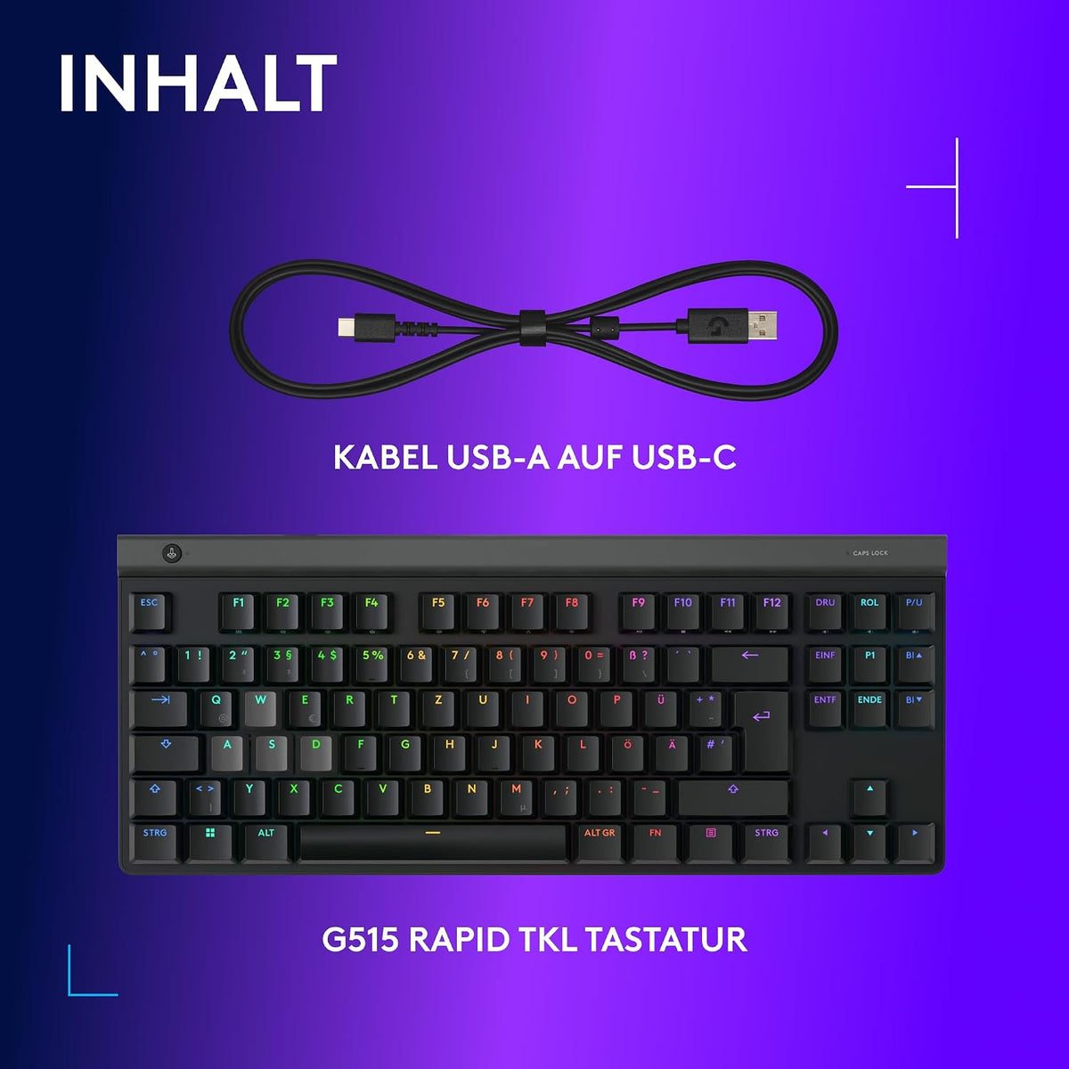 Logitech G G515 LIGHTSPEED TKL kabellose flache Gaming-Tastatur (Schwarz)