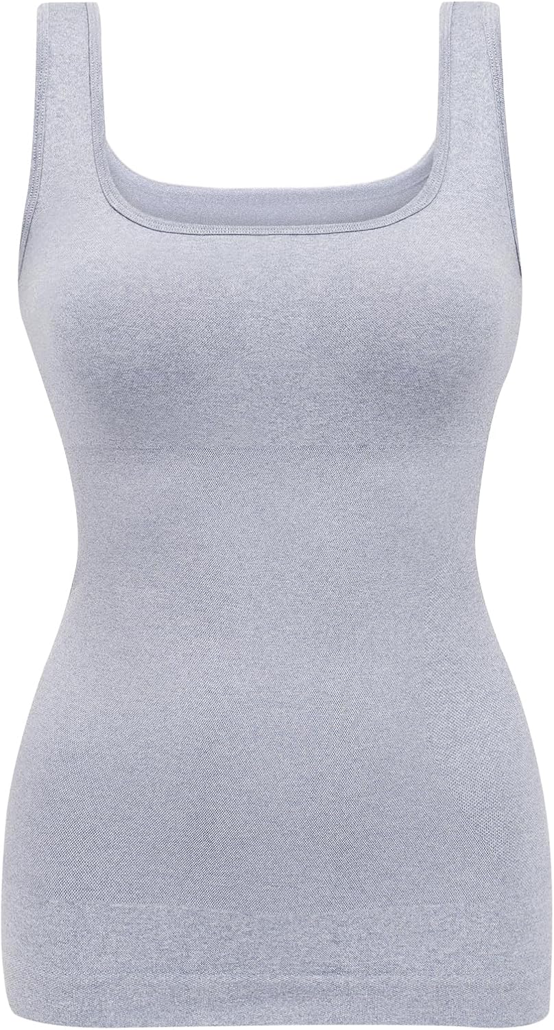 EUYZOU Women's Tummy Control Shapewear Tank Tops Seamless Square Neck Compression Tops Slimming Body Shaper Camisole